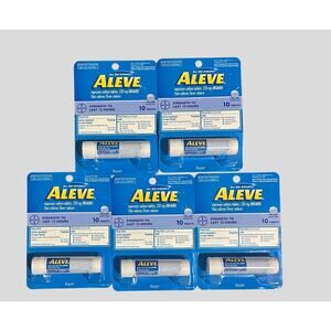 Aleve Naproxen Sodium 220mg Pain Reliever 10 Tablets Each – Lot of 5 (50 Tabs)
